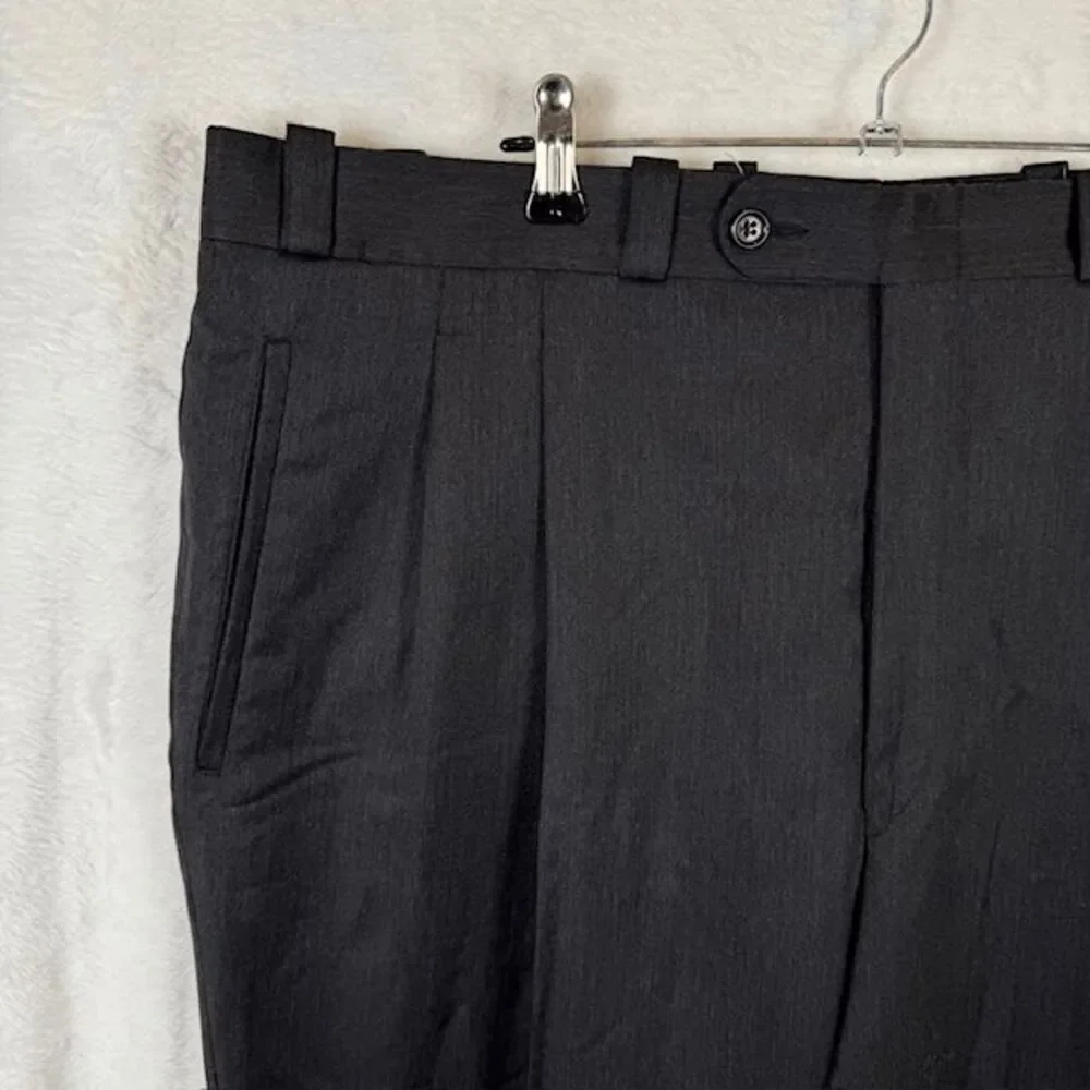 Ashbridge 100%‎ Wool Pleated Dress Pants Charcoal Gray Size 40 Business Trousers